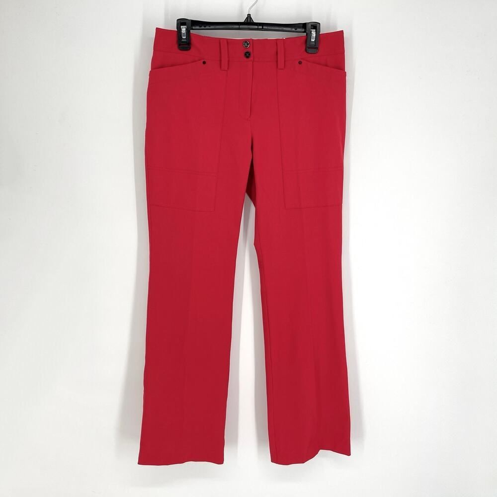 Tommy Hilfiger NEW Wide Leg Pants VINTAGE Womens Sz 8 Red Back Flap Pockets